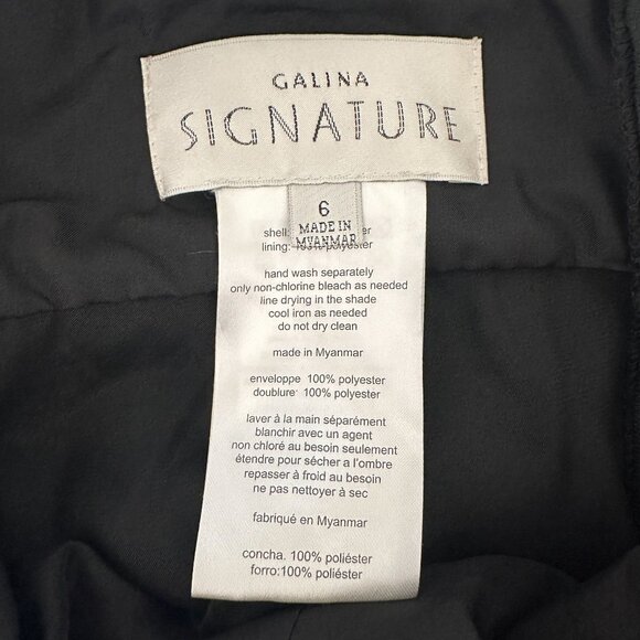 Galina Signature Charmeuse V-Neck Flutter Sleeve A Line Dress Black Size 6 - Picture 6 of 11